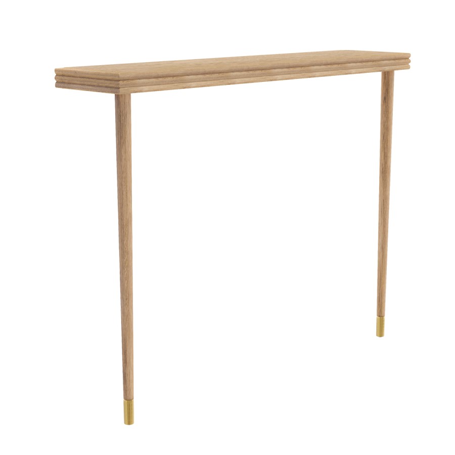 Small & Narrow Solid Weathered Oak Console Table - 115cm - Rayne