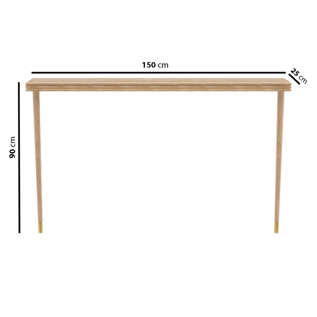 Large & Narrow Weathered Oak Console Table - 150cm - Rayne