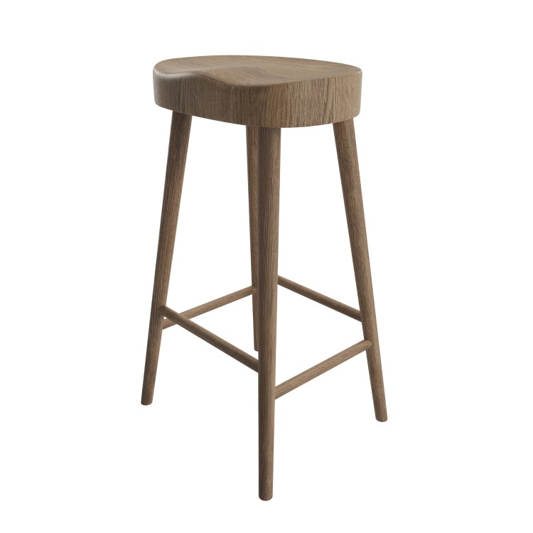 Walnut Solid Oak Kitchen Counter Stool - 70cm - Rayne