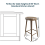 Walnut Solid Oak Kitchen Counter Stool - 70cm - Rayne