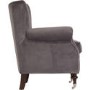 Rigby Armchair in Grey Velvet with Button Back & Silver Studded Detail
