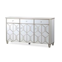 Rosa Large Mirrored Sideboard with Crystal Handles - Vida Living