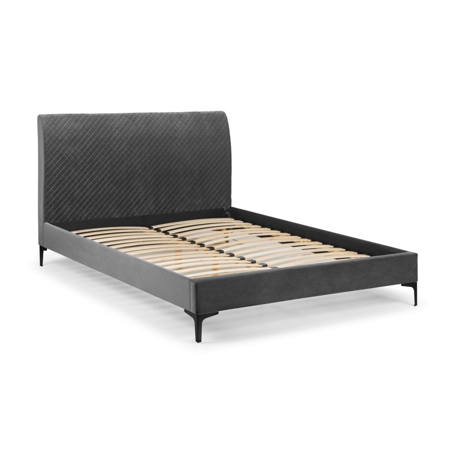 Grey Velvet Super King Ottoman Bed - Sanderson - Julian Bowen
