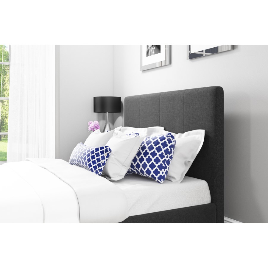 GRADE A1 - Safina Double Ottoman Bed in Charcoal Grey Fabric