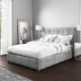GRADE A1 - Safina Double Ottoman Bed in Grey Velvet