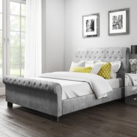 GRADE A1 - Safina Grey Velvet Double Bed 