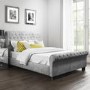 GRADE A2 - Safina Roll Top Double Sleigh Bed in Grey Velvet