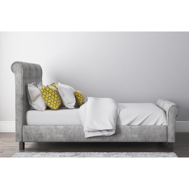 GRADE A1 - Safina Grey Velvet Double Bed 