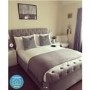 GRADE A2 - Safina Roll Top Double Sleigh Bed in Grey Velvet