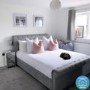 GRADE A2 - Safina Roll Top Double Sleigh Bed in Grey Velvet