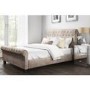 GRADE A1 - Safina Roll Top Double Sleigh Bed in Beige Velvet