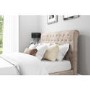 GRADE A1 - Safina Roll Top Double Sleigh Bed in Beige Velvet