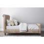 GRADE A1 - Safina Roll Top Double Sleigh Bed in Beige Velvet
