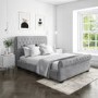 Grey Velvet King Size Chesterfield Sleigh Bed Frame - Safina