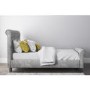 GRADE A1 - Safina Roll Top Kingsize Sleigh Bed in Grey Velvet