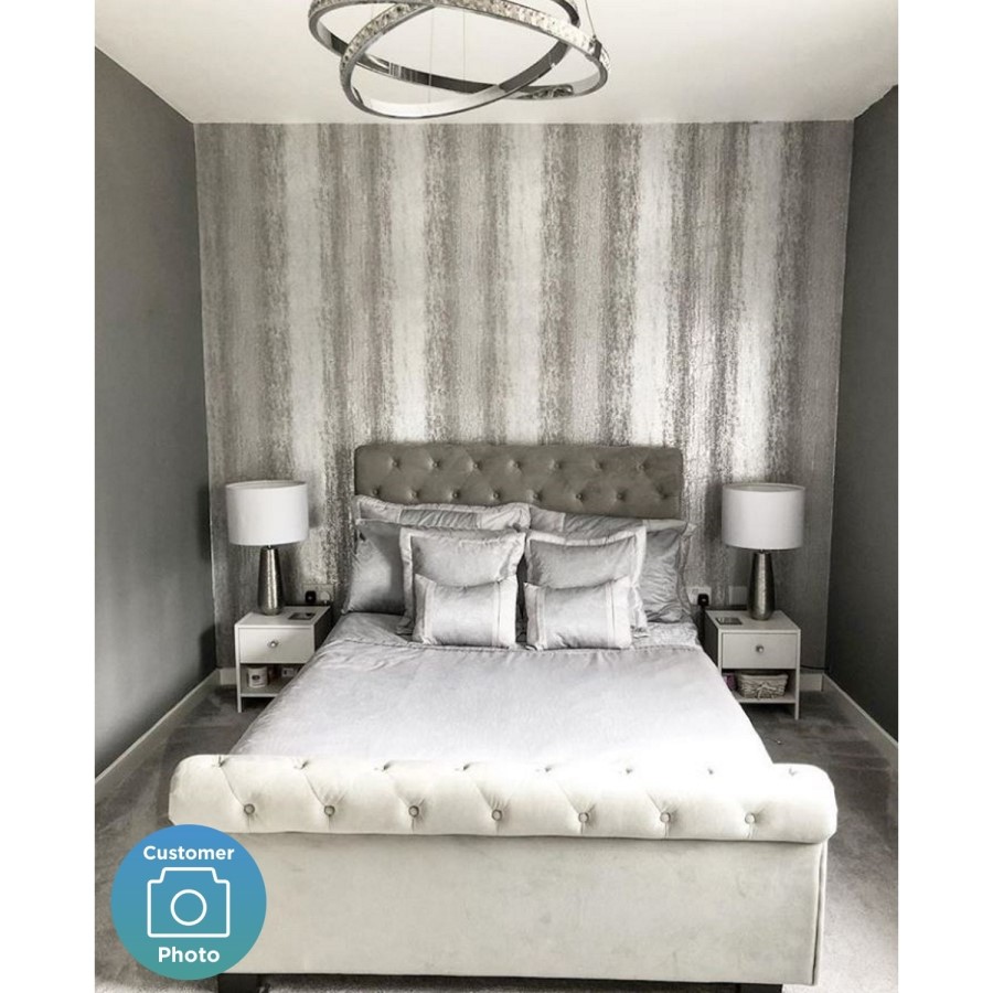 GRADE A1 - Safina Grey Velvet King Size Bed with Roll Top 