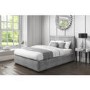 GRADE A1 - Safina Double Ottoman Bed with Stud Detailing in Grey Velvet
