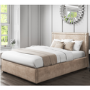 Safina Double Ottoman Bed with Stud Detailing in Beige Velvet