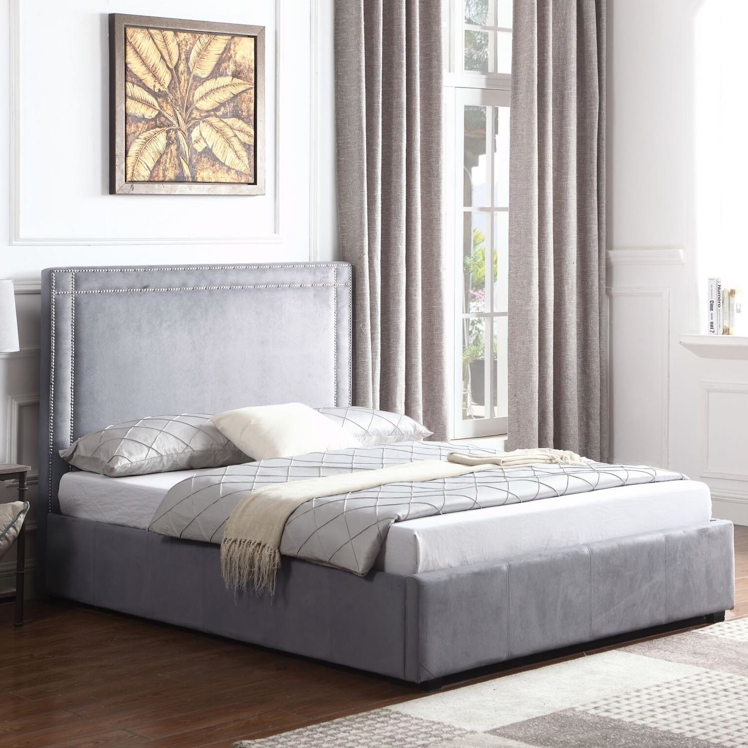 GRADE A2 Safina King Size Ottoman Bed with Double Stud Detailing in