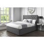 GRADE A1 - Safina Double Wing Back Ottoman Bed with Stud Detail in Woven Charcoal Grey