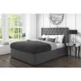 Safina Double Wing Back Ottoman Bed with Stud Detail in Woven Charcoal Grey