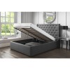 Safina Double Wing Back Ottoman Bed with Stud Detail in Woven Charcoal Grey