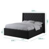 GRADE A2 - Safina Double Wing Back Ottoman Bed with Stud Detail in Woven Charcoal Grey