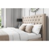 GRADE A1 - Safina Wing Back Double Ottoman Bed with Stud Detailing in Woven Beige 