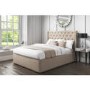 GRADE A1 - Safina  Wing back Double Ottoman Bed with Stud Detailing in Woven Beige 