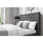 GRADE A1 - Safina Kingsize Wing Back Ottoman Bed with Stud Detailing in Woven Charcoal Grey