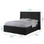 GRADE A1 - Safina Kingsize Wing Back Ottoman Bed with Stud Detailing in Woven Charcoal Grey
