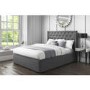 GRADE A1 - Safina Kingsize Wing Back Ottoman Bed with Stud Detailing in Woven Charcoal Grey