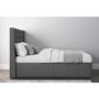 GRADE A1 - Safina Kingsize Wing Back Ottoman Bed with Stud Detailing in Woven Charcoal Grey