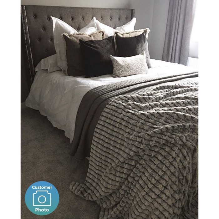 Safina Kingsize Wing Back Ottoman Bed With Stud Detailing In Woven Safina Kingsize Wing Back Ottoman Bed With Stud Detailing In Woven Charcoal Grey
