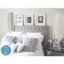 Safina King Size Wing Back Ottoman Bed with Stud Detailing in Woven Beige