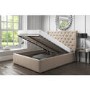 Safina King Size Wing Back Ottoman Bed with Stud Detailing in Woven Beige