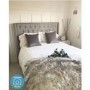 Safina King Size Wing Back Ottoman Bed with Stud Detailing in Woven Beige