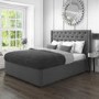 Safina Double Wing Back Bed Frame with Stud Detail in Woven Charcoal Grey