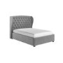 ONLY OPENED - Grey Velvet Double Ottoman Bed with Winged Headboard - Safina