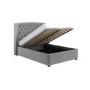 ONLY OPENED - Grey Velvet Double Ottoman Bed with Winged Headboard - Safina