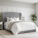 A1/SAF021 ONLY OPENED - Safina Wing Back Double Ottoman Bed in Grey Velvet