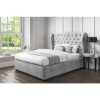 GRADE A1 - Safina Wing Back Double Ottoman Bed in Grey Velvet