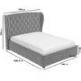 GRADE A2 - Grey Velvet Double Ottoman Bed with Winged Headboard - Safina