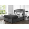GRADE A2 - Safina Wing Back Double Ottoman Bed in Grey Velvet