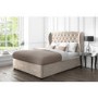 Safina Wing Back Double Ottoman Bed In Beige Velvet