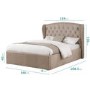 Safina Wing Back Double Ottoman Bed In Beige Velvet