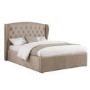 GRADE A1 - Safina Beige Velvet Double Ottoman Bed with Wing Back