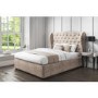 GRADE A1 - Safina Beige Velvet Double Ottoman Bed with Wing Back