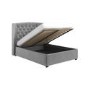 Grey Velvet King Size Ottoman Bed with Winged Headboard - Safina