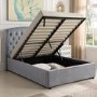 GRADE A1 - Safina Wing Back King Size Ottoman Bed in Grey Velvet